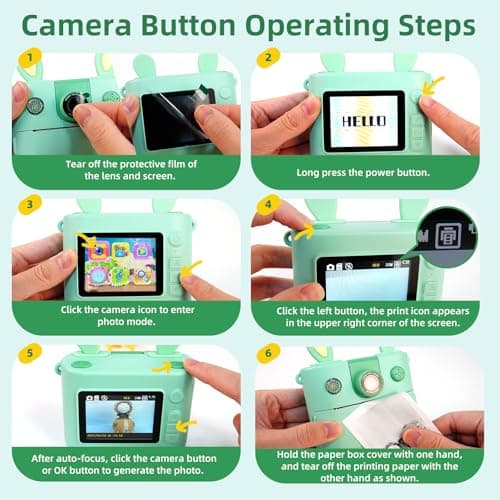 ORGSTA Kids Instant Print Camera for Boys and Girls 1080P HD Toddler Digital Camera with 3 Rolls Print Paper&32G Card, Christmas Birthday Gift Toys for Age 3-16 Kids Portable Travel Digital Camera Toy - Thumbnail 6