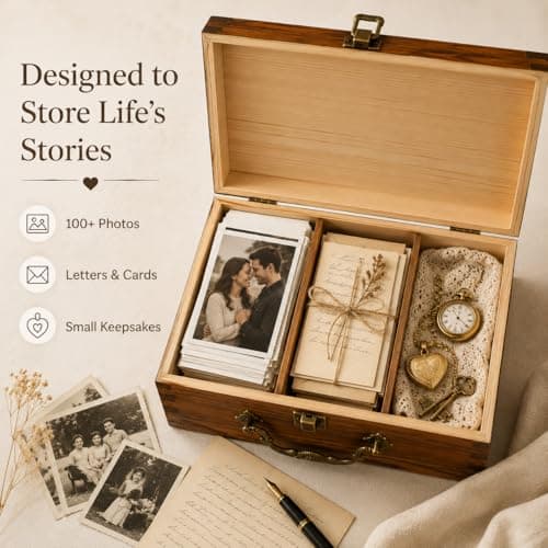 WUSUDUR Keepsake Box - Elegant Memory Storage Box for Photos, Letters & Personal Treasures - Decorative Home Decor & Meaningful Gift - Thumbnail 4