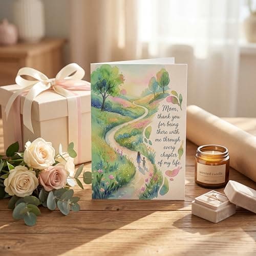 Ami Happy Mother's Day Card for Mom 5x7 Inch with Envelope & Sealing Sticker, Thank You Mom Appreciation Greeting Card, Birthday Card for Mom from Daughter or Son, Blank Inside Watercolor Mom Card - Thumbnail 2