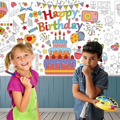 Birthday Party Decoration Giant Coloring Poster, Large Coloring Table Cloth for Versatile Activity Drawing Coloring Paper Poster for Classroom Wall Decor School Gift Art Crafts DIY Table Cover - Image 1