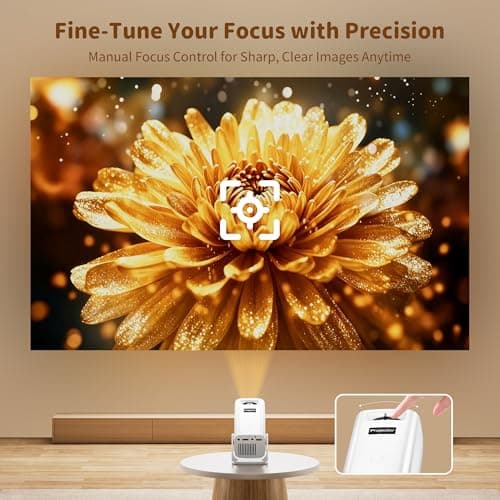 Mini Projector with 4K Support, Portable Projector with Electric Focus & Keystone, 270° Rotatable Stand, Short Throw Home & Outdoor Movie Projector Compatible with TV Stick, Phone & Laptop - Thumbnail 6