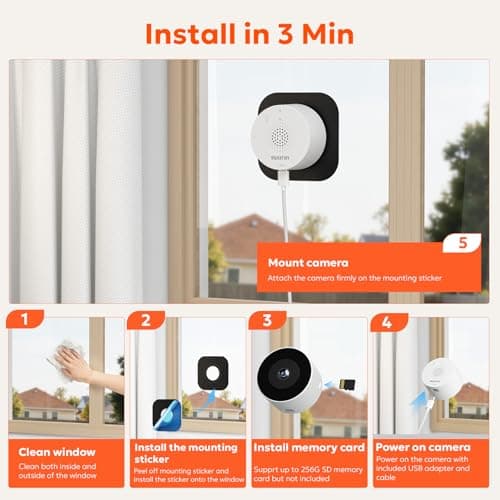 owltron Window Camera 3MP, 5G & 2.4GHz WiFi Indoor Cameras for Home Security with Al Color Night Vision, Human/Motion Detection, Anti-Glare, 24/7 Recording, Real-Time Alerts, Easy & Quick Install - Thumbnail 2