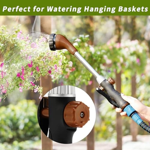 GREEN MOUNT Watering Wand, Heavy Duty Garden Hose Wand with 8 Spray Patterns, 16-Inch Hose Sprayer Nozzle with Flow Control, Ideal for Lawn and Garden Use, Bronze - Thumbnail 2
