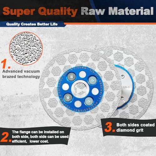 BRSCHNITT Diamond Granite Cutting Wheel - 5 Inch 125mm Tile Grinding Disc for Shaping Grinding Beveling Rounding Granite,Porcelain,Tile,Stone,Marble,Quartz with 5/8-11 Thread - Thumbnail 2