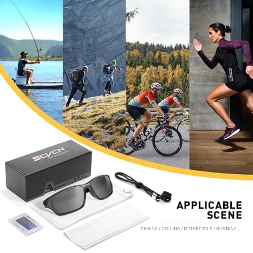 SCVCN Polarized Sunglasses Sports Glasses UV400 Protection for Men Women Cycling MTB Fishing Running Driving Baseball Softball Golf Outdoor Accessories 03 black - Thumbnail 5