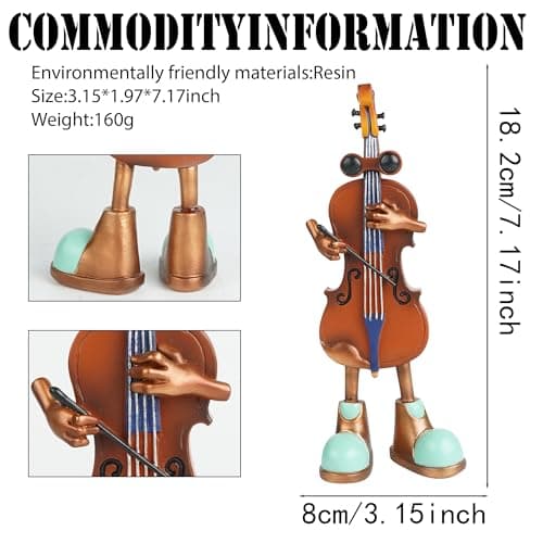 ArtCachet Nostalgic Violin Sculpture for Home Decor, Classic Melody-Playing Sculpture Ornament for Shelf Cabinet Desktop Table in Home Office Hotel Bar - Distinctive Housewarming Gift Ideas - Thumbnail 5