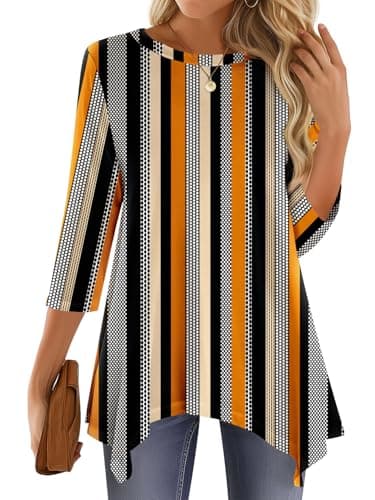 JUSTFASHIONNOW Women's Plus Size Tops 3/4 Sleeve Business Dressy Casual Tunic Tops to Wear with Leggings Maternity Shirts Loose Blouses M - Thumbnail 2