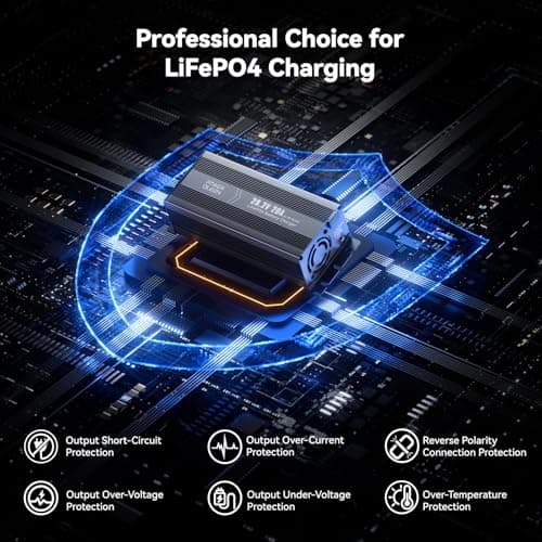 Power Queen 24V 20A LiFePO4 Battery Charger,Smart 24V Lithium Battery Maintainer,Fully Automatic Rechargeable 25.6V (29.2V) LiFePO4 Battery Charger with Multi Safety Protections,0V Activation Function - Thumbnail 2