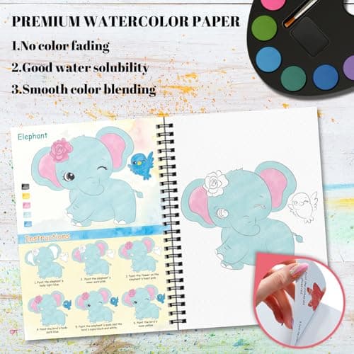Kalysky Paint with Water Books for Kids Ages 2-4 4-8, Watercolor Coloring Book for Kids, Toddlers Watercolor Painting Book, Water Color Paint Set for Kindergarten Art Craft Drawing Gift - Thumbnail 3