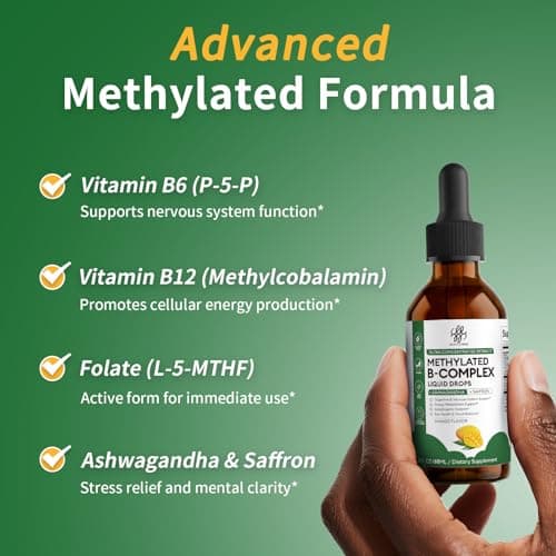 iMATCHME Methylated B-Complex Liquid Drops | Active B12 (Methylcobalamin), L-5-MTHF Folate & B6 | Ashwagandha & Saffron | Energy, Focus & Brain Support | Vegan, 2 Fl Oz - Thumbnail 3