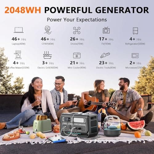 ALLWEI Portable Power Station 2400W(Surge 4800W) with 1x 400W Solar Panel Included, Fast Charge in 1.5H, 4 AC Outlet, LiFePO4 2048Wh Solar Generator for RV Camping Emergency Outdoor Home Use - Thumbnail 2