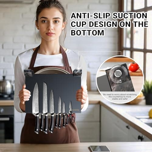 Nanbone Black Magnetic Knife Block Stand Without Knives Black Double Sided Magnetic Knife Holder Rack for Kitchen Counter Stainless Steel Knife Magnetic Strip Display Stand Storage Organizer - Thumbnail 5