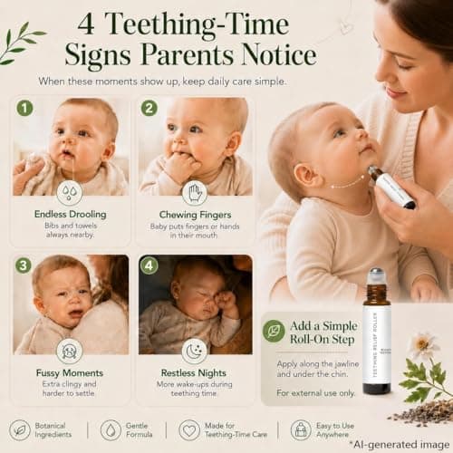 Teething Roller for Babies, Chamomile Baby Roll-On for Teething-Time Daily Care, Easy-Glide Rollerball Applicator, Portable Baby Care Roller 10ML 2 Pack - Thumbnail 2