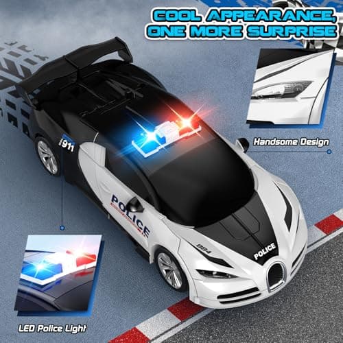 AONEPTR Remote Control Car, One-Click Becoming Robot Transforming Toys Car for Boys, Smooth Deformation, Demo Mode, 360° Rotation, Easy to Use, 2.4GHZ, LED Light, RC Cars for Christmas, Kids, White - Thumbnail 6
