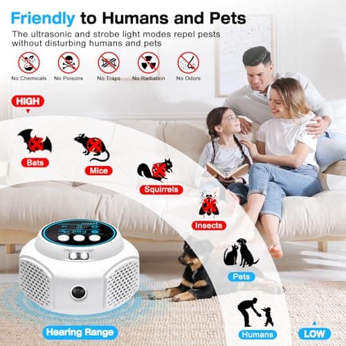 Ultrasonic Pest Repellent Indoor Plug in, Mouse Trap for Home Mice Repellent Rodent Repellent, Keep Away Mouse, Rats, Squirrels, Bats, Roaches, Spiders, Suitable for Room, Attics, Garages(White) - Thumbnail 5