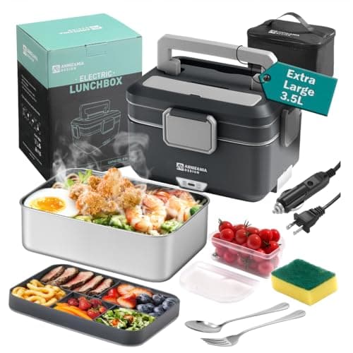 Annie & Mia Design Electric Lunch Box for Adults, 100w 3.5L 2-Layer Portable Food Warmer, Dual Mode 2.5L + 1L Heated Lunch Box for Adults, Home/Car/Office/Truck Use, Lonchera Eléctrica Portátil - Image 1