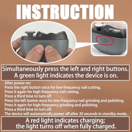 Electric Nail Clipper - 3 in 1 Upgraded Smart Trimming & Polishing Nail Clipper with 2 Adjustable Speeds, LED Light & Chip Collecting Box, Suitable for Adults, Elderly（Gray） - Thumbnail 2