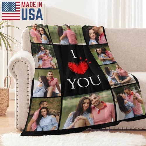 Personalized Gifts for Couple Love Anniversary Girlfriend Boyfriend Birthday Custom Blanket with Picture Customized Memories Souvenir with Photos Wedding Valentines Day Gift for Wife Soft and Warm - Thumbnail 2