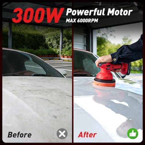 Avhrit Cordless Car Buffer Polisher kit w/ 2x2000mAh 21V Batteries, 6 Inch Car buffer Waxer Kit w/ 6 Variable Speed & Extra Attachments, Polisher for Car Detailing,Boat Sanding,Scratch Removing - Thumbnail 2
