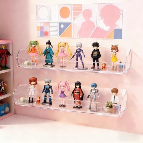 4 Packs Clear Floating Display Shelves for Wall, Clear Acrylic Card Display Shelf Room Decor for Doll Figurine/Book/Photo/Makeup in Living Room, Bedroom, Kitchen Storage and Bathroom Wall Organizer (4) - Thumbnail 6
