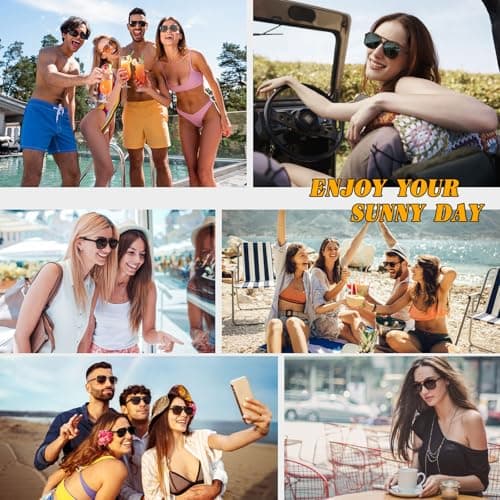 GQUEEN Retro Pilot Sunglasses Womens Men Polarized 70s Vintage Square Shades Double Bridge UV400 - Thumbnail 5