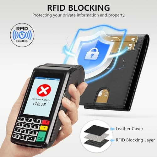 Auskang Smart Wallet For Men with Tracker, Best Gift for Men Wallet, Works with Apple Find My, RFID Blocking, Credit Card Holder, Not For Android, Black (No pattern) - Thumbnail 5