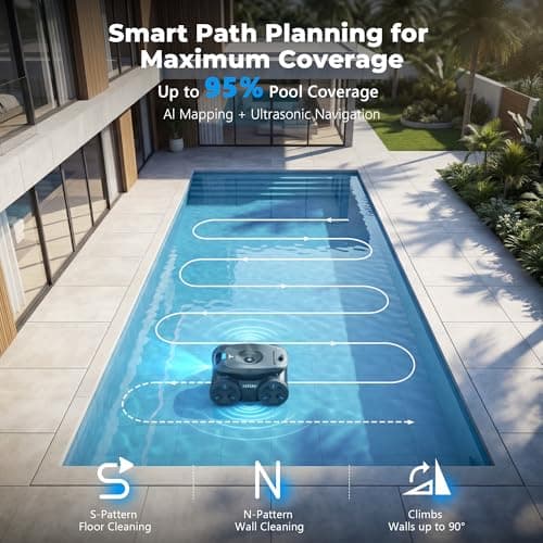 (2026 Upgrade) OKAYBOT P2 Robotic Pool Cleaner Vacuum with Remote Control and App, AI Smart Navigation Automatic Pool Cleaner for Inground Pools with Floor Wall and Waterline Cleaning - Thumbnail 3