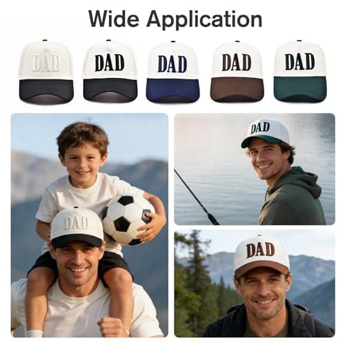 KIDHABE Dad Trucker Hats for Men, Embroidered Baseball Cap, Fathers Day Birthday Gifts from Daughter Son, New Dad Gifts Fathers Brown - Thumbnail 6