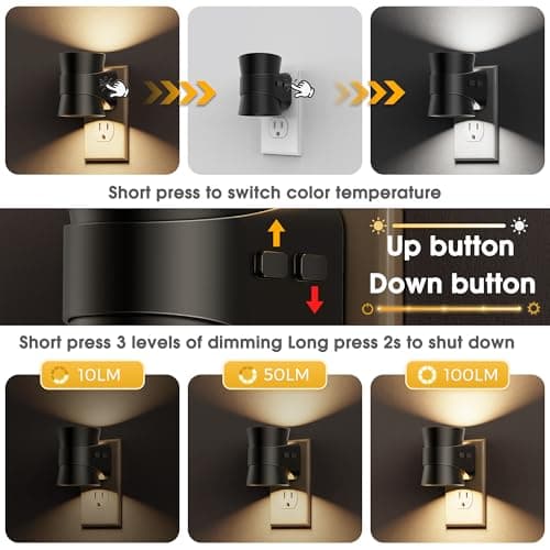L LOHAS LED Dimmable Night Light, 3CCT Adjustable Color & Brightness, Night Lights Plug into Wall, Versatile for Living Room, Kitchen, Bathroom, Hallway, and More - Thumbnail 6