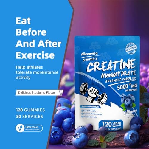 NSF Certified Creatine Gummy - Creatine Monohydrate Gummies 5000mg for Men & Women -120 Gummies Advanced Formula, Muscle Strength, Muscle Builder, Energy Boost, Pre-Workout Supplement-Blueberry - Thumbnail 6