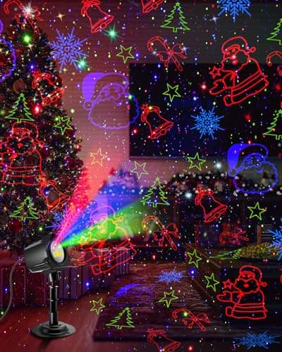 Laser Christmas Projector Lights Outdoor, 2025 Upgraded 3 Color Halloween Light Projector with Christmas Decorative Patterns, Waterproof, Indoor Holiday Decoration, Home Decor, Party, Garden - Thumbnail 2