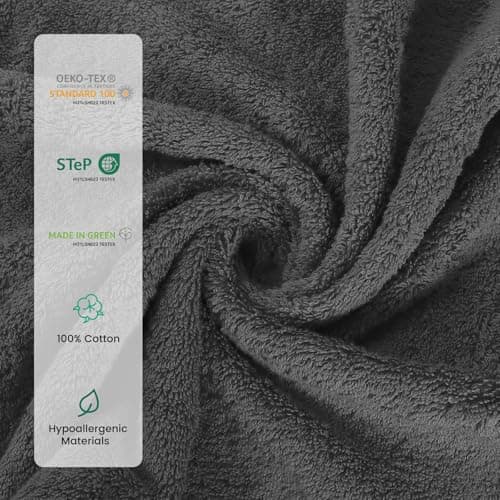SEMAXE Bathroom Towel Set, 8-Piece Gray Cotton Towels with Loops – 2 Bath, 2 Hand, 4 Washcloths, Soft, Absorbent & Durable - Thumbnail 3
