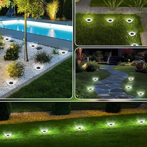 INCX Solar Ground Lights,16 Pack Solar Lights Outdoor Waterproof, Solar Garden Lights Landscape Lighting for Patio Pathway Lawn Yard Deck Driveway Walkway, Cold White - Thumbnail 5