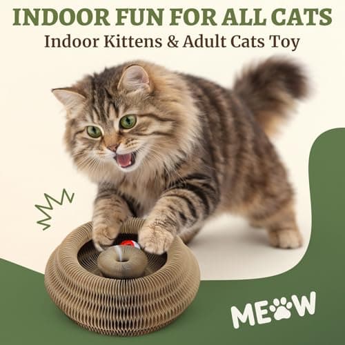 VOXGET 2 Pack Interactive Cat Scratcher Toys with Balls Bells, Magic Organ Foldable Cat Scratching Board for Indoor Outdoor Exercise Anxiety Relief, Auburn - Thumbnail 3