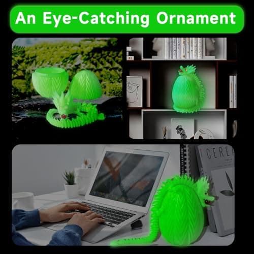 Cucue 3D Printed Dragon Egg - 3D Printed Dragon Toy with Surprise Energy Stone Inside - Articulated Fidget Toys for Home Office Decor - Unique Figurines, Desk Toys, Gifts for Kids & Adults - Thumbnail 5