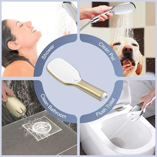 SonTiy Rain Shower Head with Handheld Spray and Shower Shelf Caddy, 12Inch High Pressure rainfall Showerheads and Hand Shower Combo with Height Adjustable Holder Shower Head System, Brushed Gold - Thumbnail 6