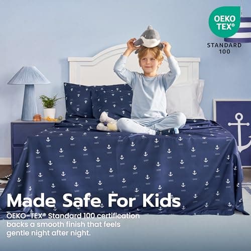 Joiedomi Kids Twin Sheet Set Anchor - 3 Piece Soft Microfiber Bed Sheets - Deep Pocket Wrinkle Free - Cozy Toddler Bedding Set - Fade Resistant Breathable for Boys Girls Teens - Thumbnail 3