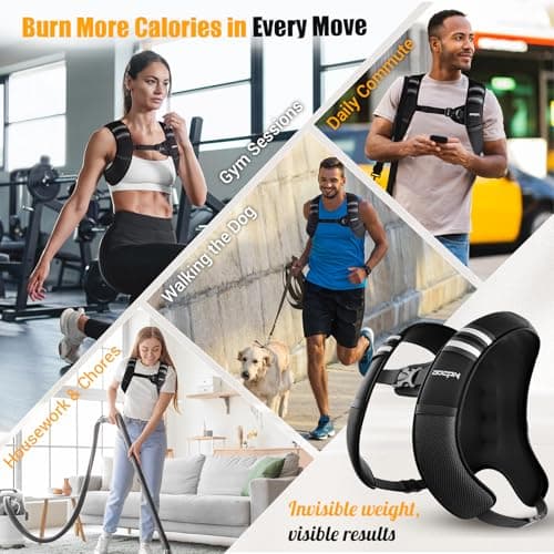 Weighted Vest for Women & Men, 10lb Ultra Thin Soft Iron Weighted Vest with Reflective Strips & Adjustable Buckle Straps, Slim Weight Vest for Walking, Running, Strength Training & Weight Loss Workout - Thumbnail 6