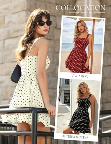 Belle Poque Short White Pokla Dot Dress for Women Garden Party Birthday Wedding Guest Mini Dress 2026 Trendy M - Thumbnail 4