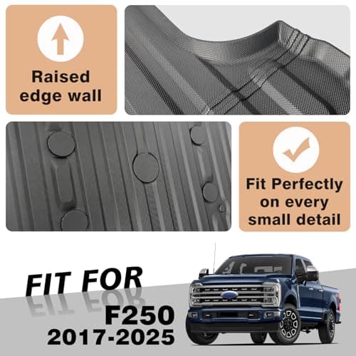 TripleAliners Truck Mat Compatible with 2017-2026 Ford Super Duty F250/F350/F450 6.75FT Accessories, Truck Bed Mat Heavy Duty Custom Fit All Weather Protection TPE Pickup Liner - Thumbnail 3