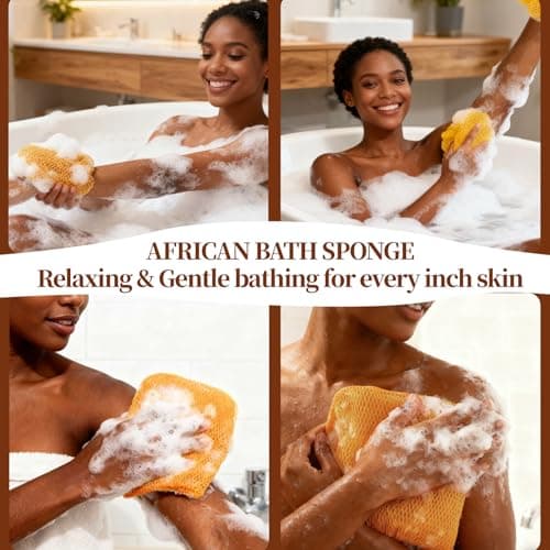 African Net Sponge 5-piece exfoliating Scrub is Suitable for All Skin Types,Bath Sponge for the face and Body, Durable and Gently Exfoliation - Thumbnail 4