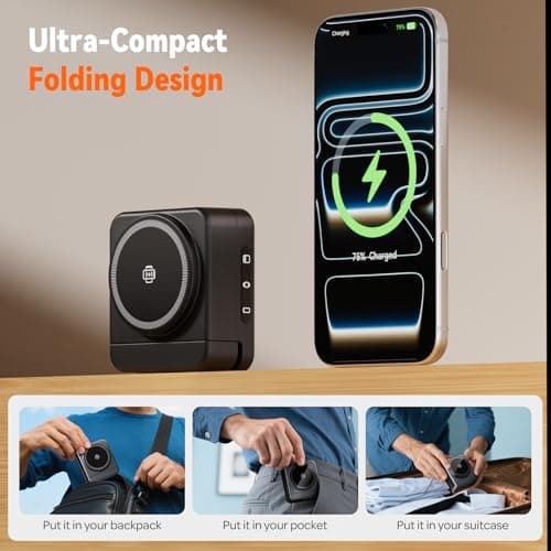 Wireless Charger 3 in 1, Foldable Charging Station for Apple Samsung Multi Devices Charging, Magnetic Charging Stand, Portable Travel Fast 15W Charger Station for iPhone, TWS, iWatch (Black) - Thumbnail 3