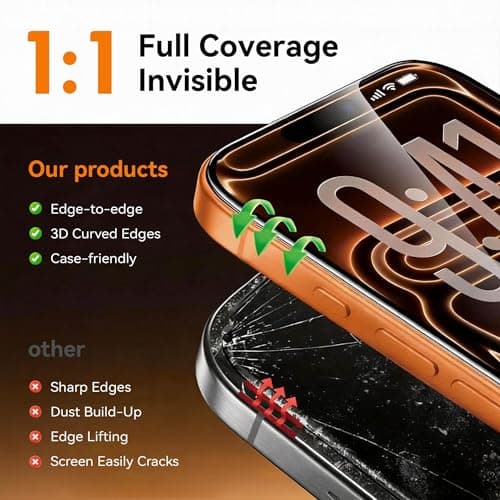BJVVKW 4 Pack for 13 Plus/14 Plus plus screen protector 6.7Inch Tempered Glass Optional with Install Frame Sensor Protection, Dynamic Island Compatible, Case Friendly - Thumbnail 4