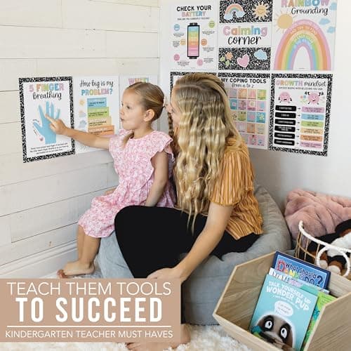 Hadley Designs Calming Corner Posters for Classroom Decor -9 Calm Down Corner Supplies Classroom Must Haves, 11x17 Feelings Emotions Chart for Kids, Pastel Mental Health Posters for School Counselors - Thumbnail 5
