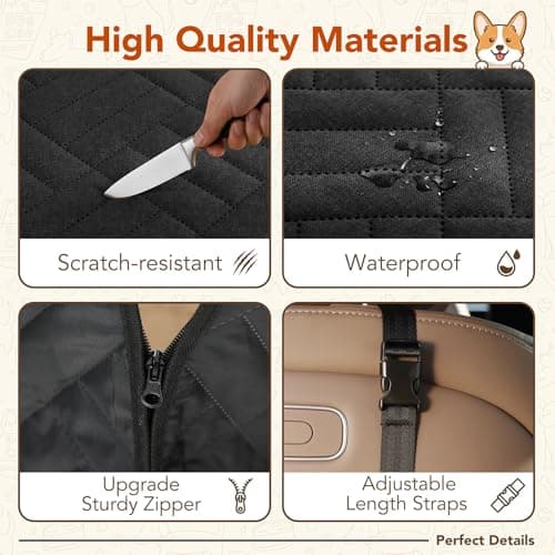 Cozila Dog Car Seat Cover for Back Seat, 600D Heavy-Duty Oxford Cloth Pet Car Seat Cover with Hard Bottom, Waterproof Dog Hammock for Car, Dog Car Seat Protector Scratch Proof Nonslip, Holds 400lbs - Thumbnail 5