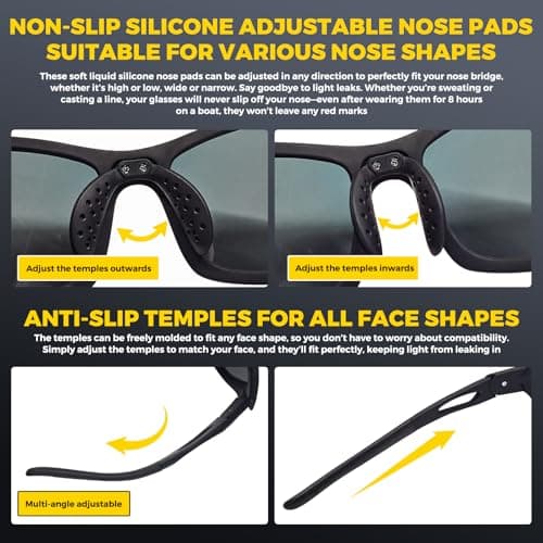 ARCPRO Fishing Sunglasses for Men, Polarized Fishing Sunglasses Men, 30° Adjustable Temples Lightweight Tr90 Frame, UV400 Protection (Silver) - Thumbnail 3