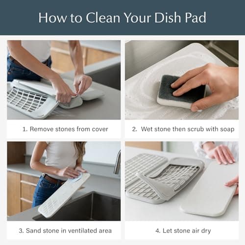 Dorai Home Dish Pad – Quick-Dry Diatomite Stone Drying Mat for Kitchen Counter, 19.9" x 15.2" x 0.52", Slate - Thumbnail 6