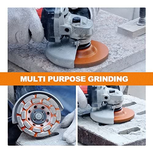 Concrete Diamond Grinding Cup Wheel,BRSCHNITT 5 inch Angle Grinder Diamond Double Row Cutting Wheel for Grinding/Polishing/Cleaning Surface Grinding Granite, Concrete,Stone,Cement,Marble,Rock (125mm) - Thumbnail 3