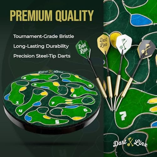 Dart Linx Ultimate Dart Board & Golf Game for Home - Perfect Family & Kids Activities, Game Room Decor, Gifts for Boys, Golf Darts Compressed Sisal Board - Thumbnail 6
