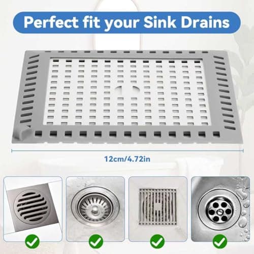 2Pcs Shower Drain Hair Catcher, 4.72" Shower Drain Cover, All-in-One Universal Sink & Shower Drain Strainer, Easy Installation, Stainless Steel and Silicone Bathroom Accessories for Tub, Bathtub - Thumbnail 3